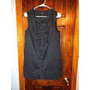 Style Co Black White Polka Dot Ruffle Front Sleeveless Top Women Size 14